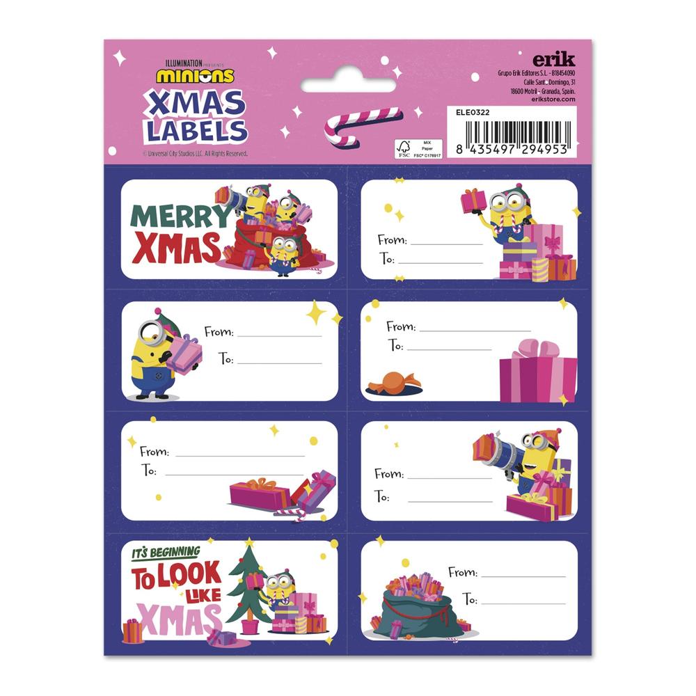 Grupo Erik Minions - Christmas SelfAdhesive Labels Étiquettes adhésives - Multicolore